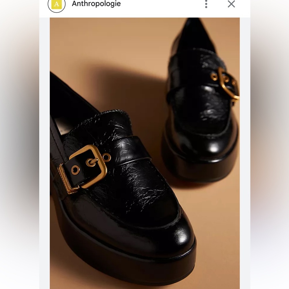 Dolce Vita Black Loafers with Gold Buckle